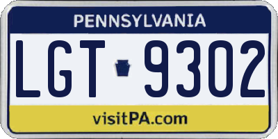 PA license plate LGT9302