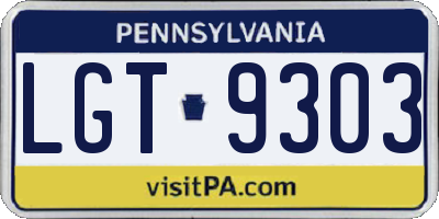 PA license plate LGT9303