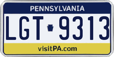 PA license plate LGT9313