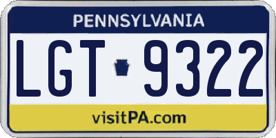 PA license plate LGT9322