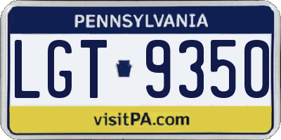 PA license plate LGT9350