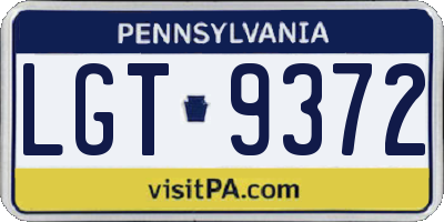 PA license plate LGT9372