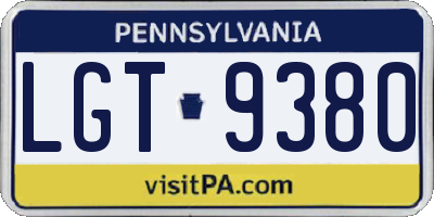 PA license plate LGT9380