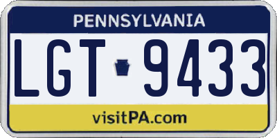PA license plate LGT9433