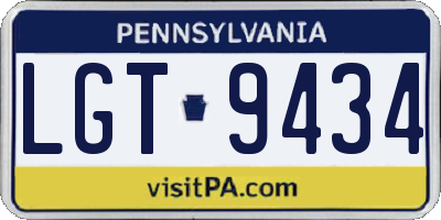 PA license plate LGT9434