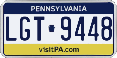 PA license plate LGT9448