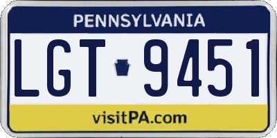 PA license plate LGT9451