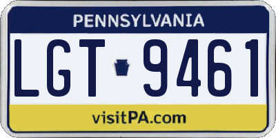PA license plate LGT9461