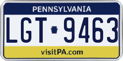 PA license plate LGT9463