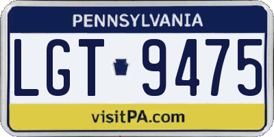 PA license plate LGT9475