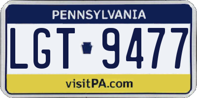PA license plate LGT9477