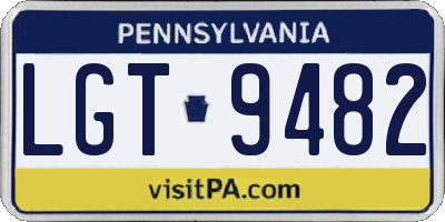 PA license plate LGT9482