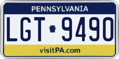 PA license plate LGT9490