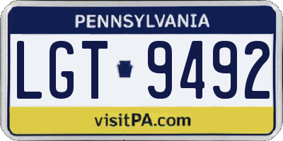 PA license plate LGT9492