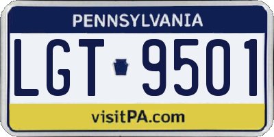 PA license plate LGT9501