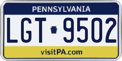 PA license plate LGT9502