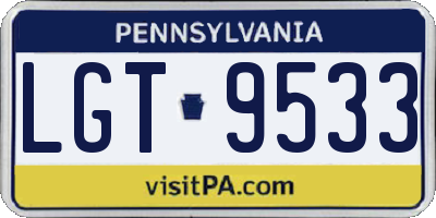 PA license plate LGT9533