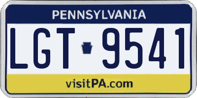 PA license plate LGT9541