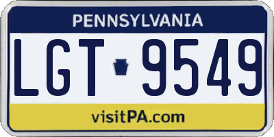 PA license plate LGT9549
