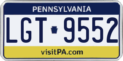 PA license plate LGT9552