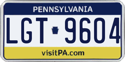 PA license plate LGT9604