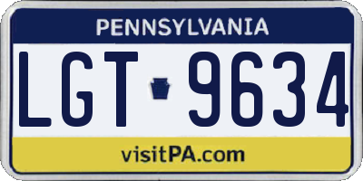 PA license plate LGT9634