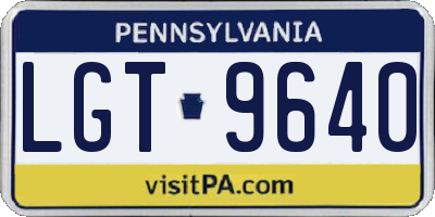PA license plate LGT9640