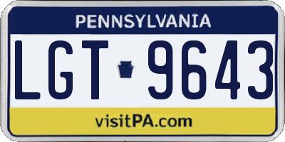 PA license plate LGT9643