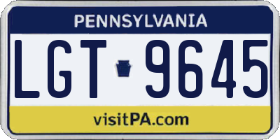 PA license plate LGT9645