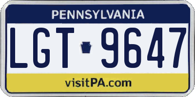 PA license plate LGT9647