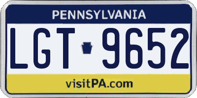 PA license plate LGT9652