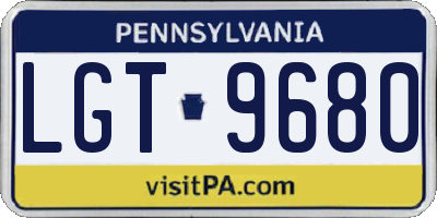 PA license plate LGT9680