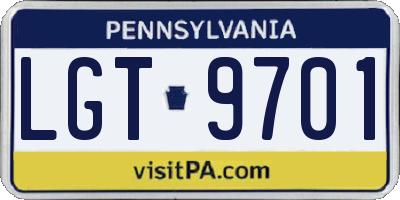 PA license plate LGT9701