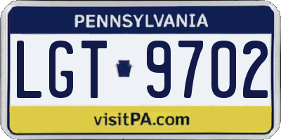 PA license plate LGT9702