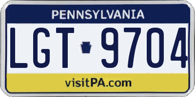 PA license plate LGT9704