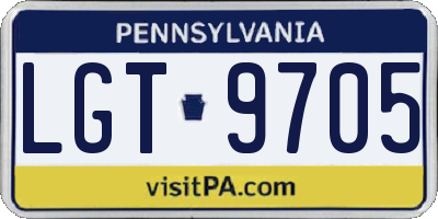 PA license plate LGT9705