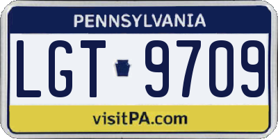 PA license plate LGT9709