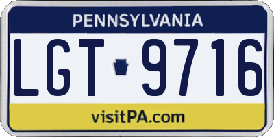PA license plate LGT9716