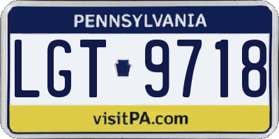 PA license plate LGT9718