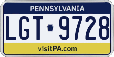 PA license plate LGT9728