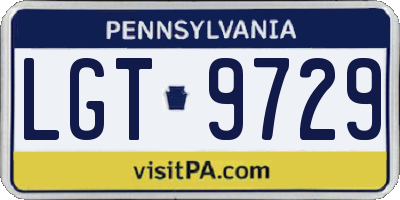 PA license plate LGT9729