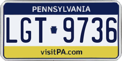 PA license plate LGT9736