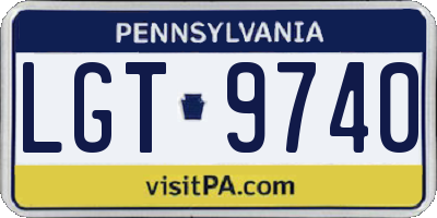 PA license plate LGT9740