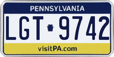 PA license plate LGT9742