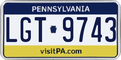 PA license plate LGT9743