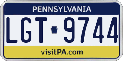 PA license plate LGT9744