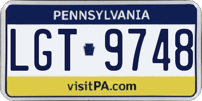 PA license plate LGT9748