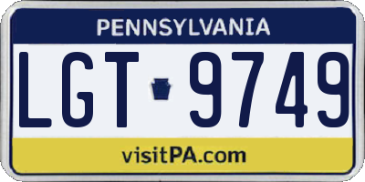 PA license plate LGT9749