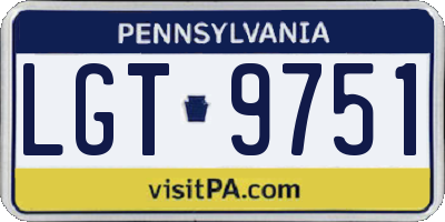 PA license plate LGT9751