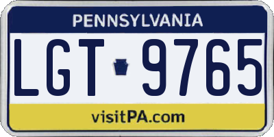 PA license plate LGT9765